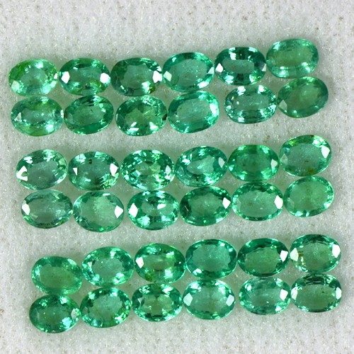 6.46 Cts Natural Green Emerald Loose Gemstone Oval Cut Lot Untreated Zambia 4x3 mm 34 Pcs