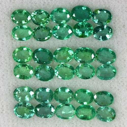 6.83 cts Natural Green Emerald Untreated Gems Lot 30 pcs Oval Cut Zambia Mined