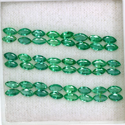 6.62 cts Natural Green Emerald Untreated Gems Lot 48 pcs Marquise Cut Zambia