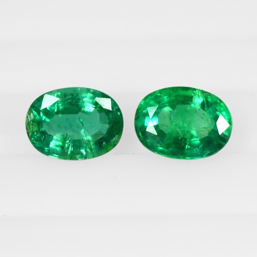 2.63 Cts Natural Top Rich Green Emerald Oval Cut Pair Zambia Untreated 8x6 mm