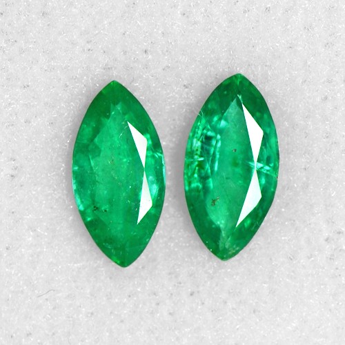 1.43 Cts Natural Top Green Emerald Marquise Cut Pair Zambia Untreated 9x4.5 mm