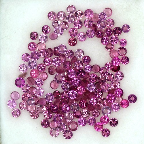 11.36 Cts Natural Sparking Intense Pink Tourmaline Diamond Cut Round Lot 2.5 mm