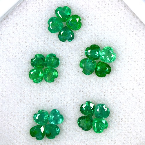 2.91 Cts Natural Green Emerald Gems Heart Cut Lot Untreated Zambia 3.5 mm