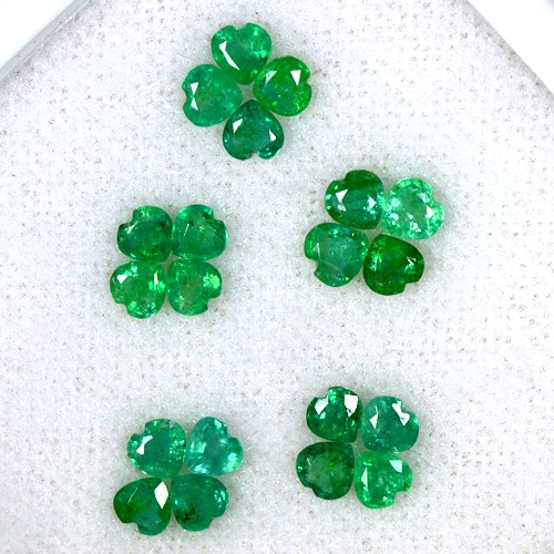 2.91 Cts Natural Green Emerald Gems Heart Cut Lot Untreated Zambia 3.5 mm