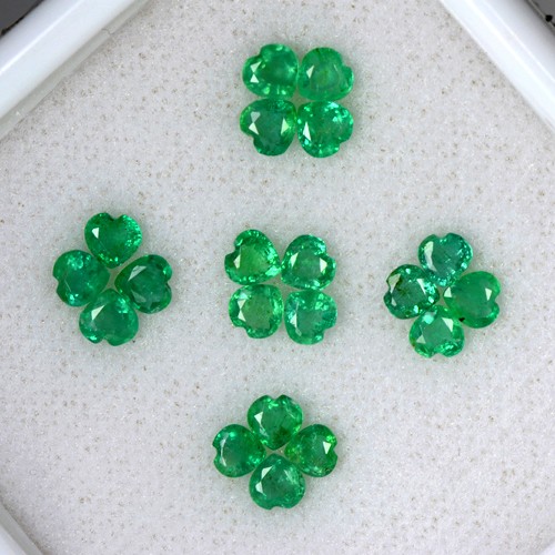 2.97 Cts Natural Green Emerald Gems Heart Cut Lot Untreated 3.5 mm