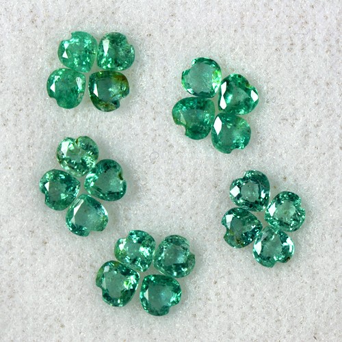 3.02 Cts Natural Green Emerald Gems Heart Cut Lot Untreated Zambia 3.5 mm