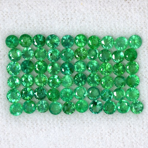 6.09 Cts Natural Green Emerald Round Cut Wholesale Lot Untreated Zambia 3 mm