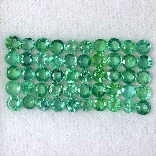 7.85 Cts Natural Green Emerald Loose Gems Round Cut Lot Untreated Zambia 3.5 mm