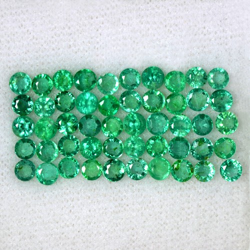 7.83 Cts Natural Green Emerald Round Cut Wholesale Lot Untreated Zambia 3.5 mm