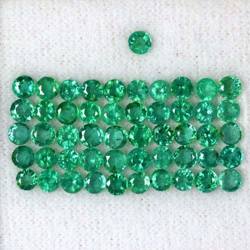 8.72 Cts Natural Green Emerald Loose Gems Round Cut Lot Untreated Zambia 3.5 mm