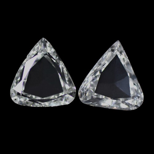 2.31 Cts Natural Top I Color VVS Diamond Syndicate Rose Cut Pear Pair color h-i