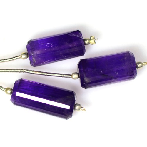 34.13 Ct Natural Top Purple Amethyst Drilled Plain Long Gems Tops Pendant Set