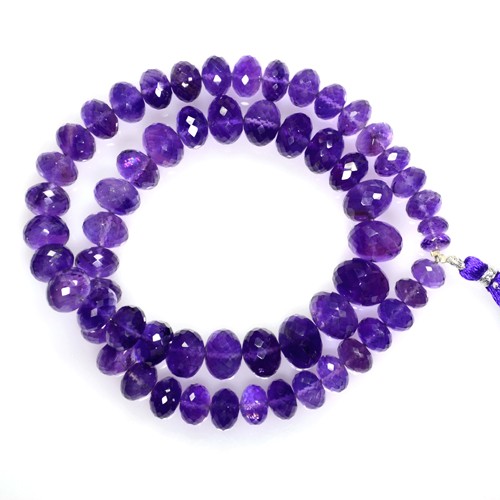 363.12 cts Natural Top Amethyst Loose Gems Faceted Rondelle thread Beads 1-Line