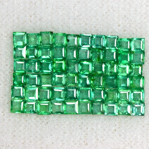 3.58 cts Natural Green Emerald Loose Gems Untreated Square Cut Lot Zambia 2.5 mm
