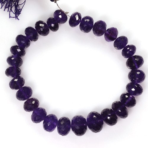 159.32 cts Natural Dazzling Lustrous Amethyst Faceted Rondelle Beads Loose Gems