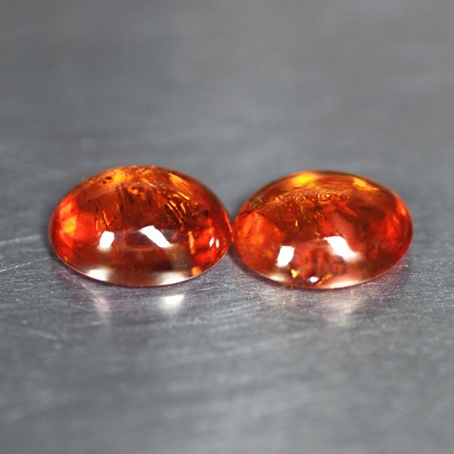 5.00 Cts Natural Orange Mandarin Spessartite Garnet Gems Oval Cab Pair 9x7 mm