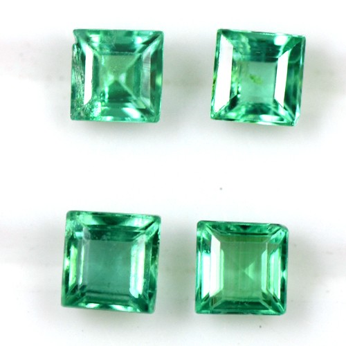 0.69 cts Natural Fabulous Top Green Emerald Gems Square Cut Lot Untreated Zambia