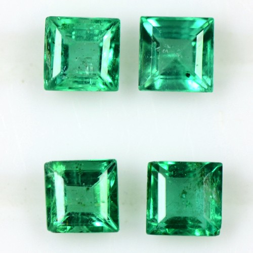 0.76 cts 100% Genuine Natural Green Emerald Gems Square Cut Lot Untreated Zambia
