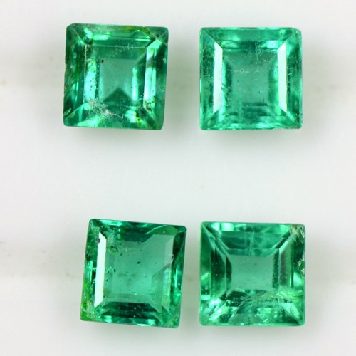 0.81 cts Natural AAA Ultra RareGreen Emerald Gems Square Cut Lot Untreated 3.5mm
