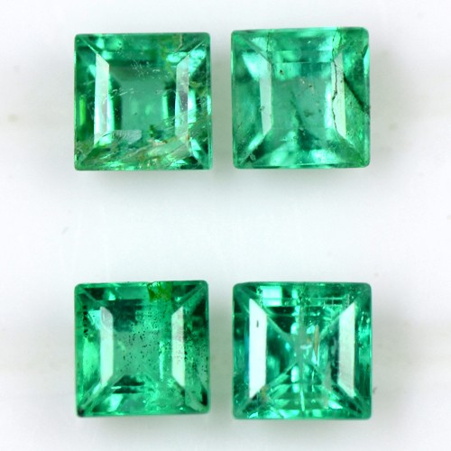 0.78 ct Natural Top Green Emerald Loose Gemstone Square Cut Lot Untreated Zambia