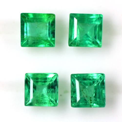 0.90 cts Natural Fine Green Emerald Loose Gems Square Cut Lot Zambia 3.3-3.4 mm