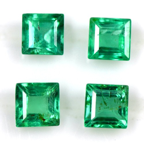 0.80 cts Natural Green Emerald Gems Untreated Square Cut Lot Zambia 3.2-3.3 mm