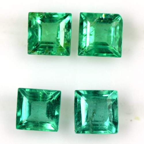 0.78 cts Superior Natural Mined Green Emerald Loose Gems Square Cut Lot 3.3 mm
