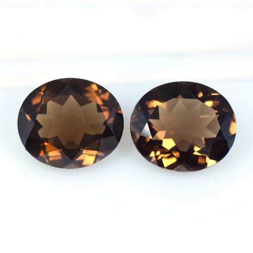 13.53 Cts Natural Top Quality Brown Smoky Quartz Loose Gems Oval Cut Pair Africa