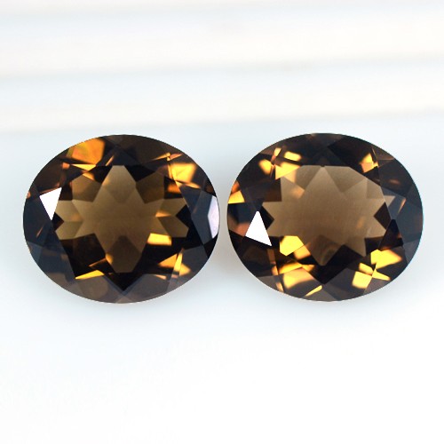 13.51 Cts Natural Topest Quality Brown Smoky Quartz Gems Oval Cut Pair Africa