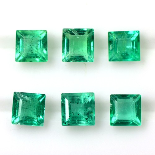 1.03 Cts Natural Mind Boggling Green Emerald Gems Square Cut 3 Set Pair Zambia