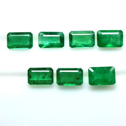 3.61 Cts Natural Lustrous Rich Green Emerald Octagon Cut Lot Zambia 6x4mm Lovely