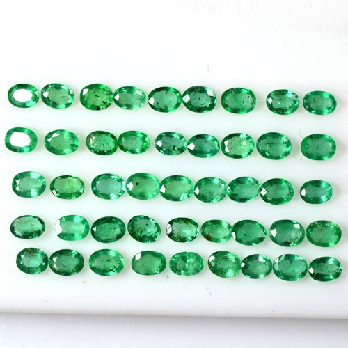 7.03 Cts Natural Lustrous Rich Green Emerald Oval Cut Lot Zambia 4x3 mm Gemstone