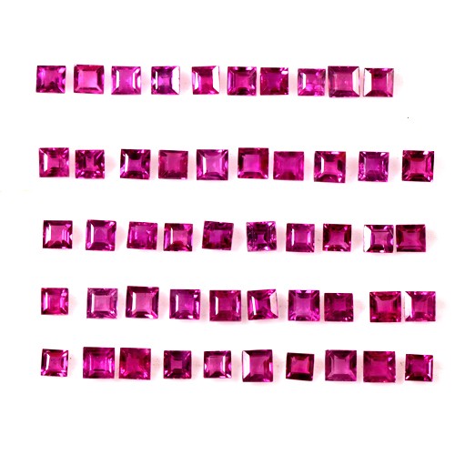 6.65 Cts Natural Top Red Ruby Loose Gemstone Square Cut Lot Oldmogok 2.5 mm Nice