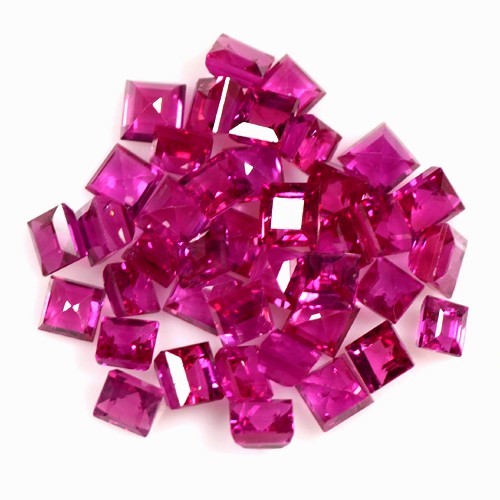 5.74 Cts Natural Lustrous Top Pink Red Ruby Square Cut Lot Oldmogok 2.5 mm Loose