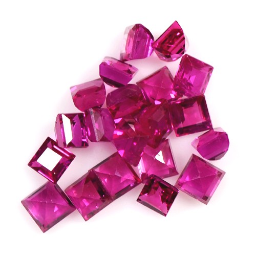 2.85 Cts Natural Lustrous Top Pink Red Ruby Square Cut Lot Oldmogok 2.5mm Lovely