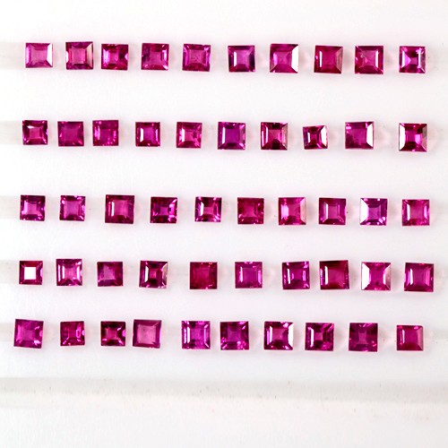 7.36 Cts Natural Flawless Pink Red Ruby Square Cut Lot Oldmogok 2.5 mm Amazing