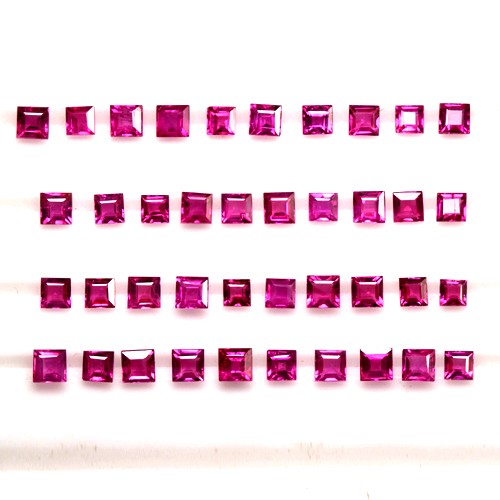 5.81 Cts Natural Top Lustrous VVS Pink Red Square Cut Lot Oldmogok 2.5 mm Loose