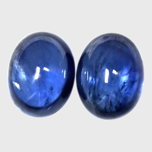 5.81 Cts Real Lustrous Royal Blue Sapphire Oval Cabochon Pair Thailand 9x7 mm $