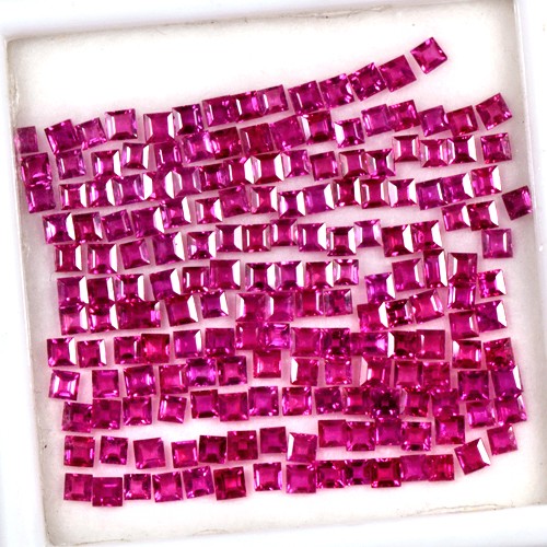 30.49 Cts Natural Top Blood Red Ruby Square Cut Lot Gemstone Oldmogok 2.5mm Gem