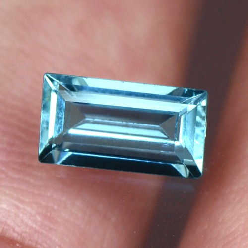 1.19 Cts Natural Finest Aqua Blue AquaMarine Baguett Cut Lustrous Santamaria Gem