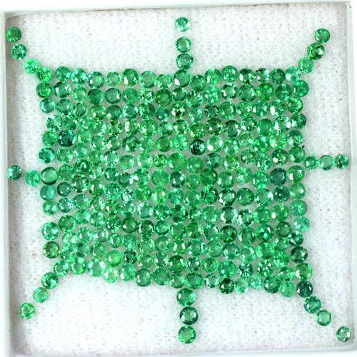 7.65 Cts Natural Lustrous Top Green Emerald Gemstone Normal Cut Round Lot 2 mm $