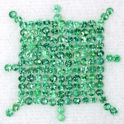 5.27 Cts Natural Lustrous Top Green Emerald Diamond Cut Round Lot 2 upto 2.5 mm