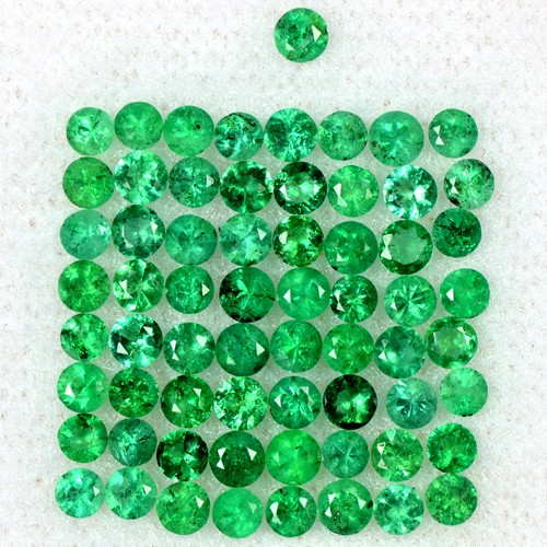 2.82 Cts Natural Lustrous Top Green Emerald Diamond Cut Round Lot 2 upto 2.5 mm