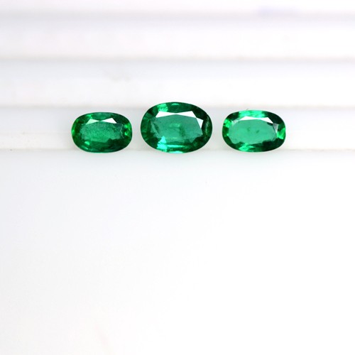 1.63 Cts Natural Full Lustrous Rich Green Emerald Oval Cut Lot Set Zambia Superb