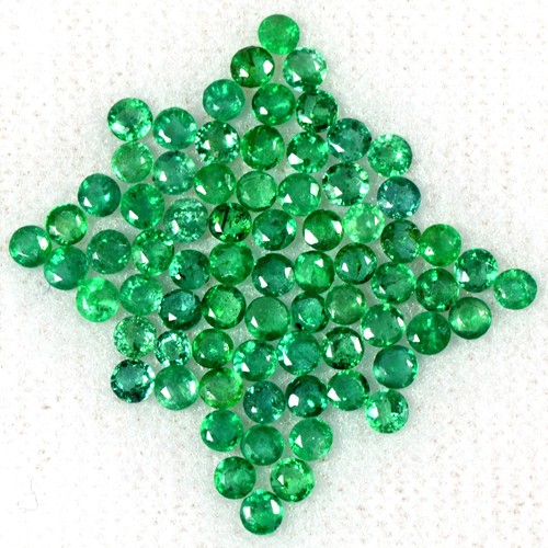 3.28 Cts Natural Rich Green Emerald Normal Cut Round Lot 2 mm Zambia Loose Gem