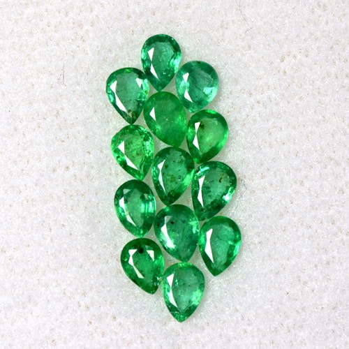 1.73 Cts Natural Top Rich Green Emerald Pear Cut Lot Zambia 4x3 mm Loose Gems