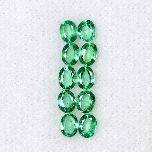 1.85 Cts Natural Lustrous Top Fine Green Emerald Oval Cut Lot Zambia 4x3 mm Gems