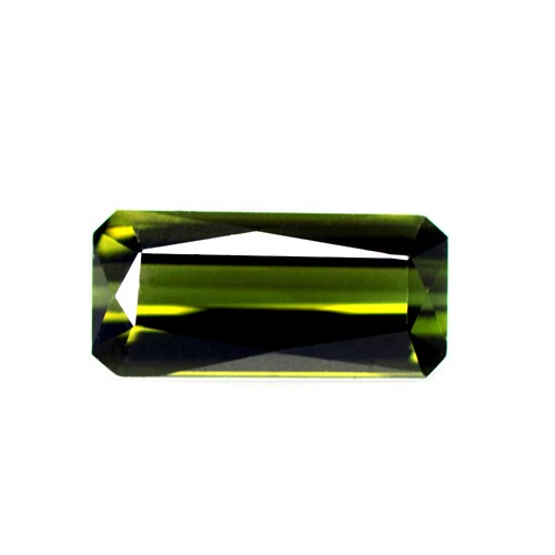 1.29 Cts Natural Lustrous Top Olive Green Tourmaline Corner Cut Buguette Brazil