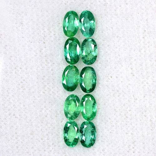 2.41 Cts Natural Lustrous Top Fine Green Emerald Oval Cut Lot 5x3 mm Zambia Gems
