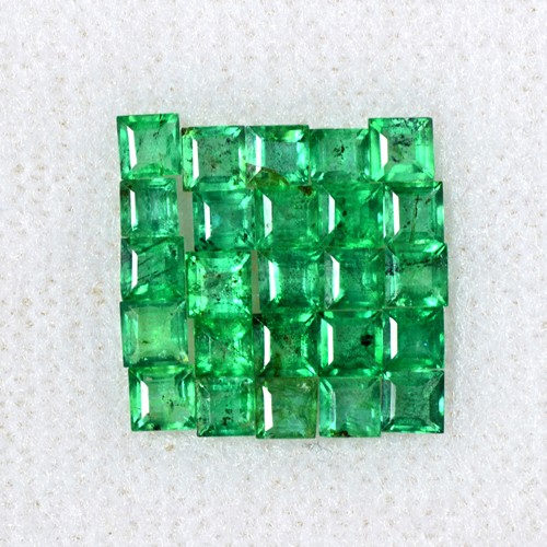 2.26 Cts Natural Lustrous Top Green Emerald Square Cut Lot Zambia 2.5 mm Lovely